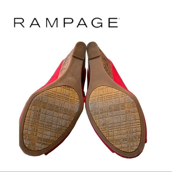 Rampage Women's Red Kayson Canvas Slip On Peep Toe Wedges Sandals 7.5 - Picture 6 of 6